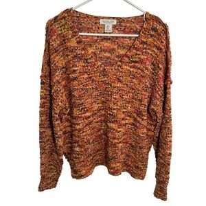 Rachel Zoe Popcorn Yarn Knit Sweater Yellow Pink L